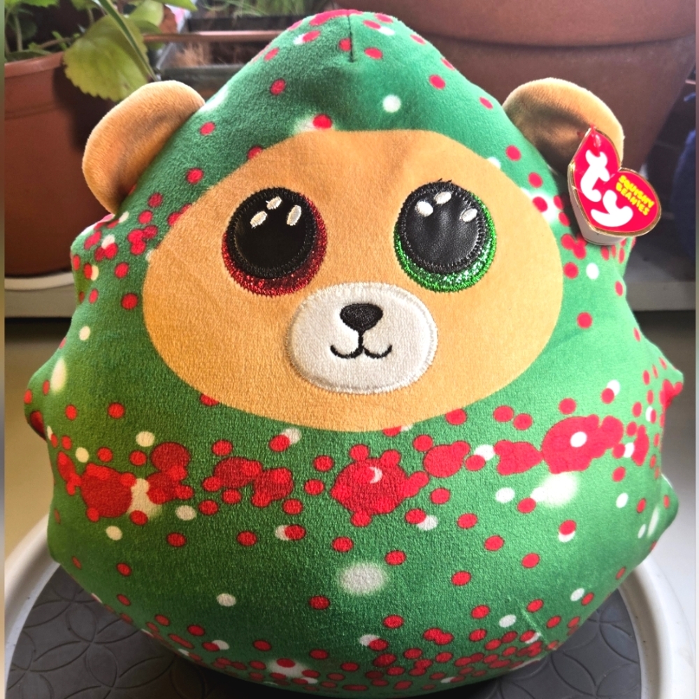 Ty Squishy Beanies Collection - Everett the Christmas Tree Bear Plush Toy